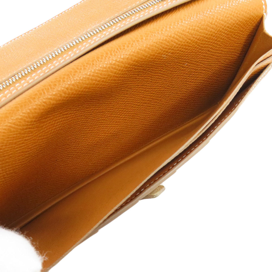 HERMES Long Wallet Purse Epsom white Bearn Soufflet Verso SilverMetal Women Used Authentic