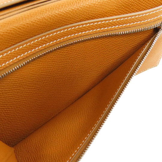 HERMES Long Wallet Purse Epsom white Bearn Soufflet Verso SilverMetal Women Used Authentic