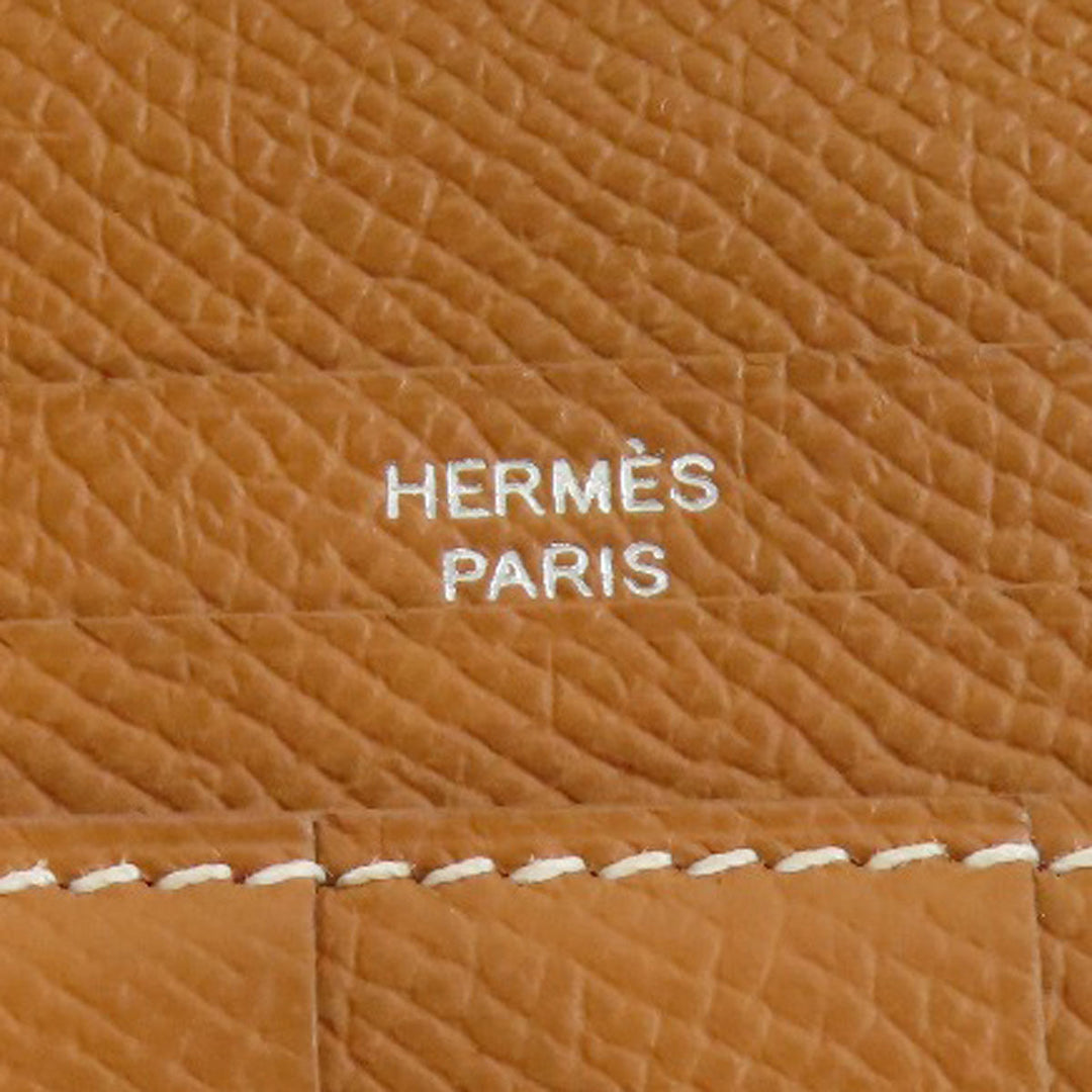 HERMES Long Wallet Purse Epsom white Bearn Soufflet Verso SilverMetal Women Used Authentic