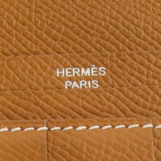 HERMES Long Wallet Purse Epsom white Bearn Soufflet Verso SilverMetal Women Used Authentic
