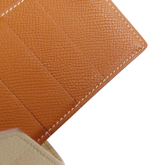 HERMES Long Wallet Purse Epsom white Bearn Soufflet Verso SilverMetal Women Used Authentic
