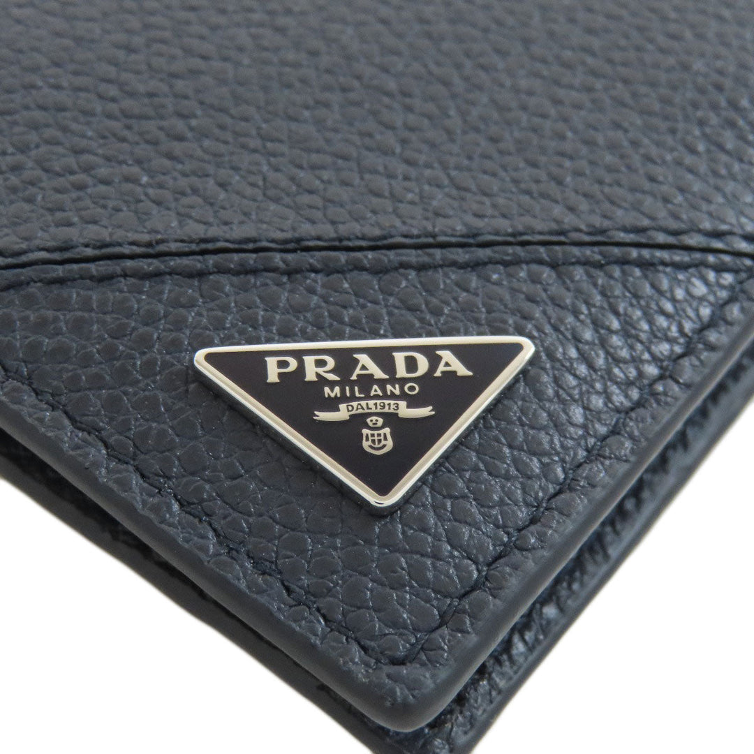 PRADA Bifold Wallet 2MO738 Calfskin black logoMetal mens Used Authentic