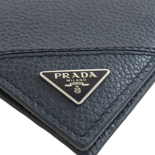 PRADA Bifold Wallet 2MO738 Calfskin black logoMetal mens Used Authentic