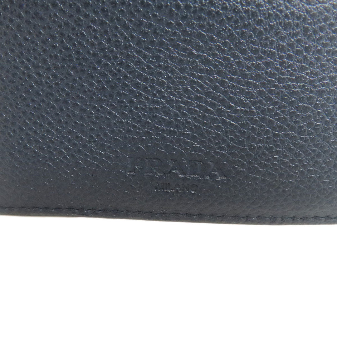 PRADA Bifold Wallet 2MO738 Calfskin black logoMetal mens Used Authentic
