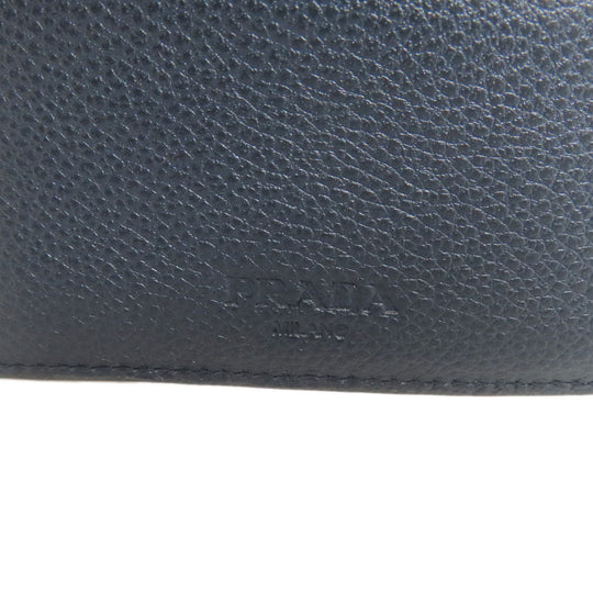 PRADA Bifold Wallet 2MO738 Calfskin black logoMetal mens Used Authentic