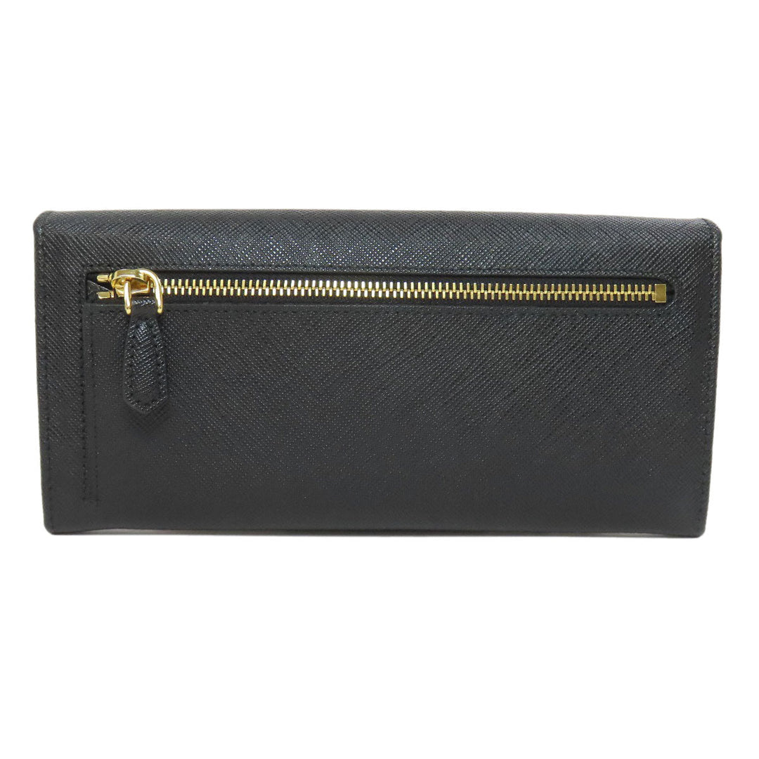 PRADA Long Wallet Purse 1MH132 Safiano black logo Women Used Authentic