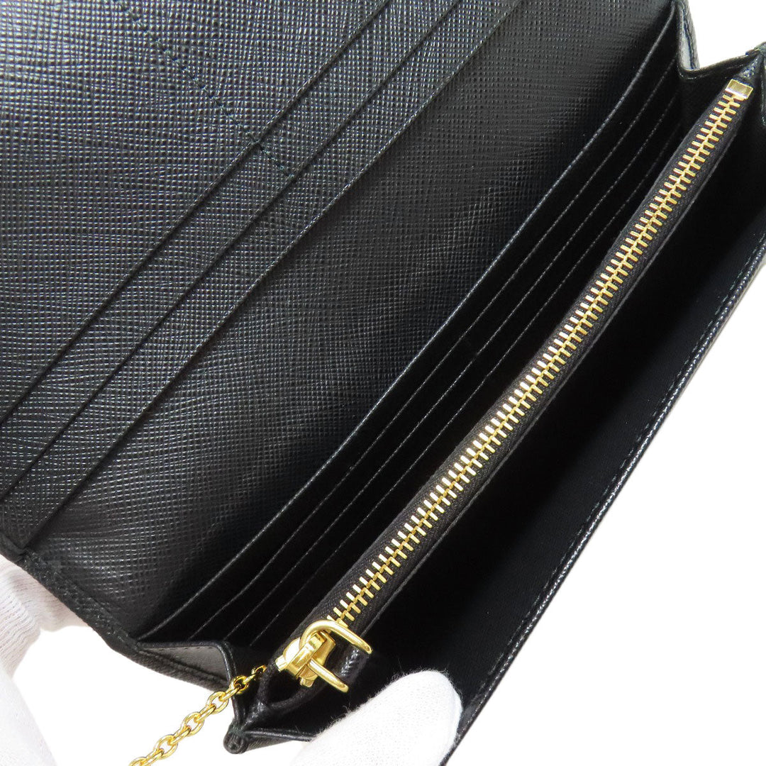 PRADA Long Wallet Purse 1MH132 Safiano black logo Women Used Authentic