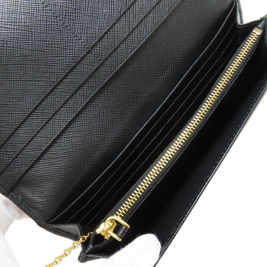 PRADA Long Wallet Purse 1MH132 Safiano black logo Women Used Authentic