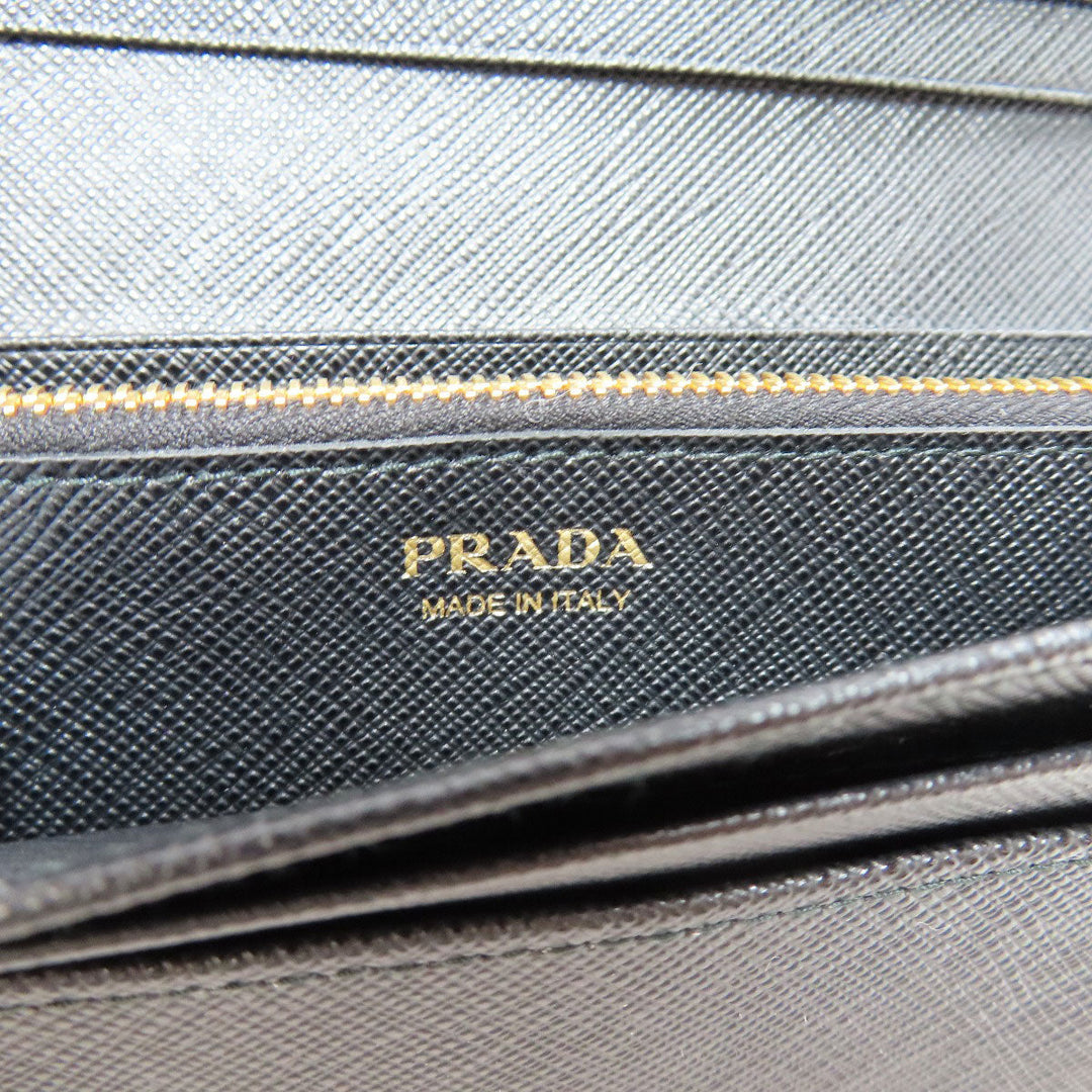 PRADA Long Wallet Purse 1MH132 Safiano black logo Women Used Authentic
