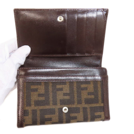 FENDI Bifold Wallet canvas Brown Zucca Pattern