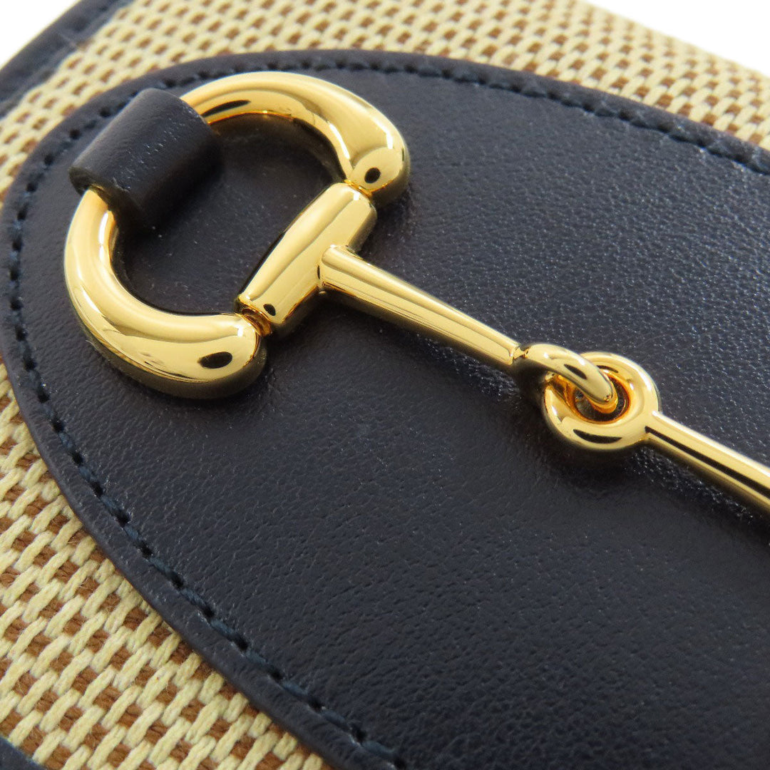 GUCCI Bifold Wallet 621887 Canvas, Leather beige Horsebit Women Used Authentic