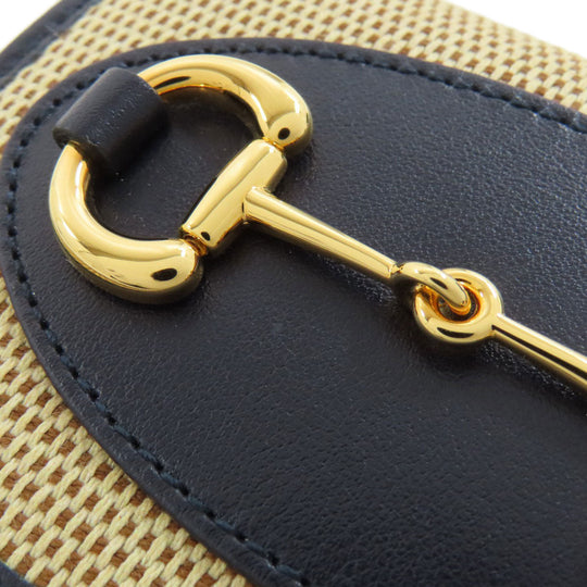 GUCCI Bifold Wallet 621887 Canvas, Leather beige Horsebit Women Used Authentic