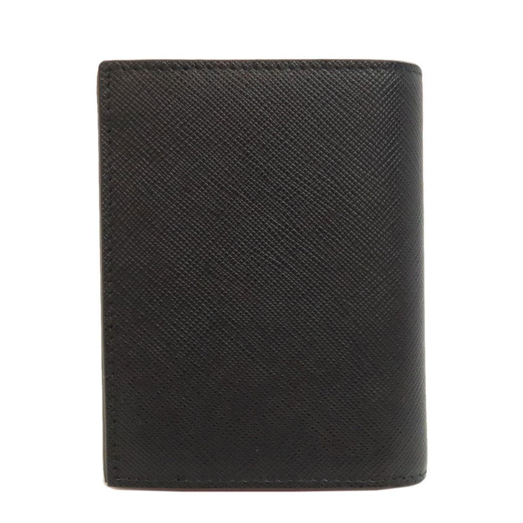 PRADA Bifold Wallet 1MV204 Safiano black Monkey Print Women Used Authentic