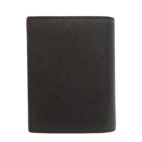 PRADA Bifold Wallet 1MV204 Safiano black Monkey Print Women Used Authentic