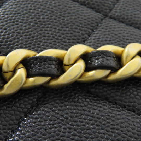 CHANEL Shoulder Bag Grained Calfskin Skin black Matelasse Gold Metal 2WAY Women Used Authentic