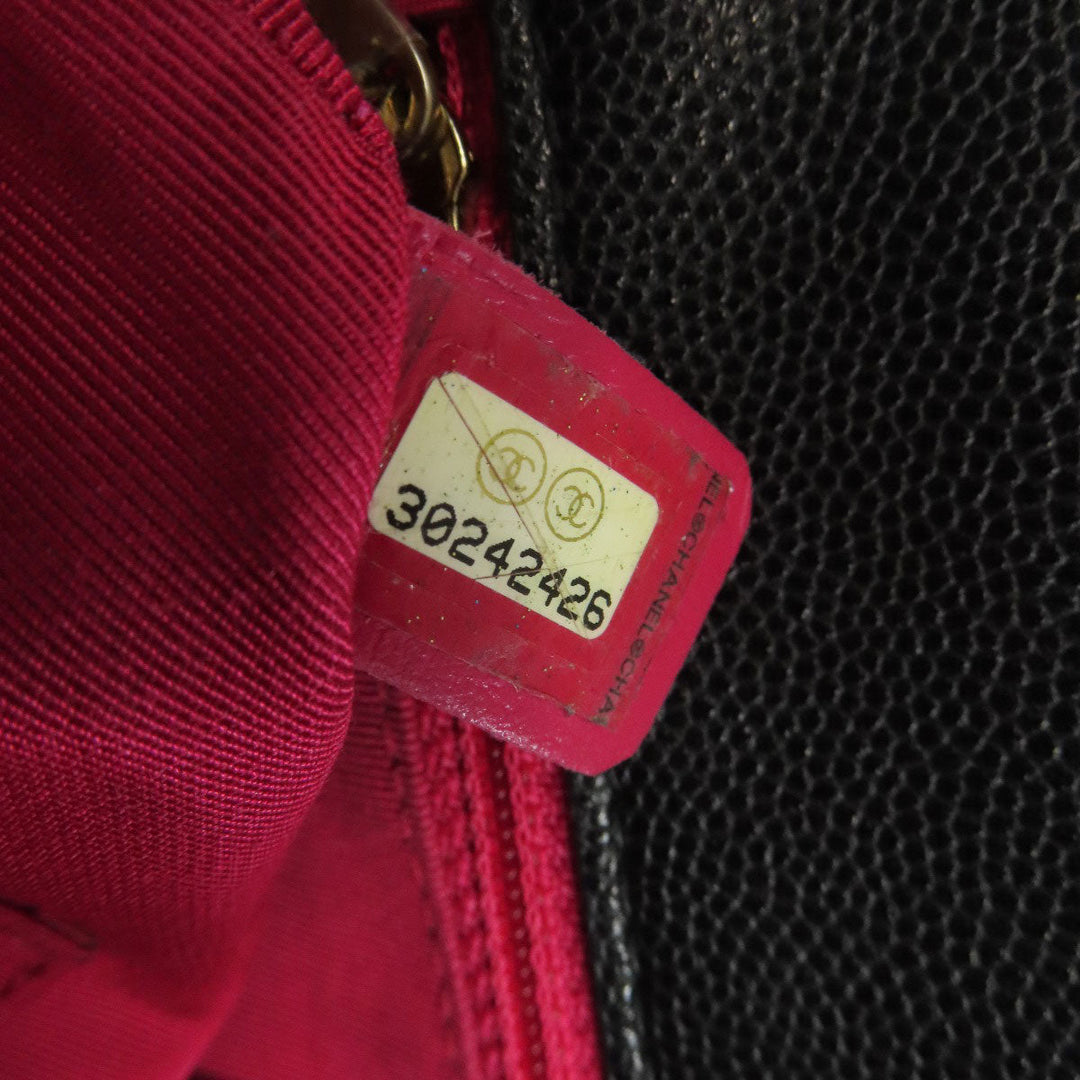 CHANEL Shoulder Bag Grained Calfskin Skin black Matelasse Gold Metal 2WAY Women Used Authentic