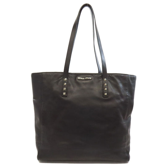 MIUMIU Tote Bag leather black logo studs