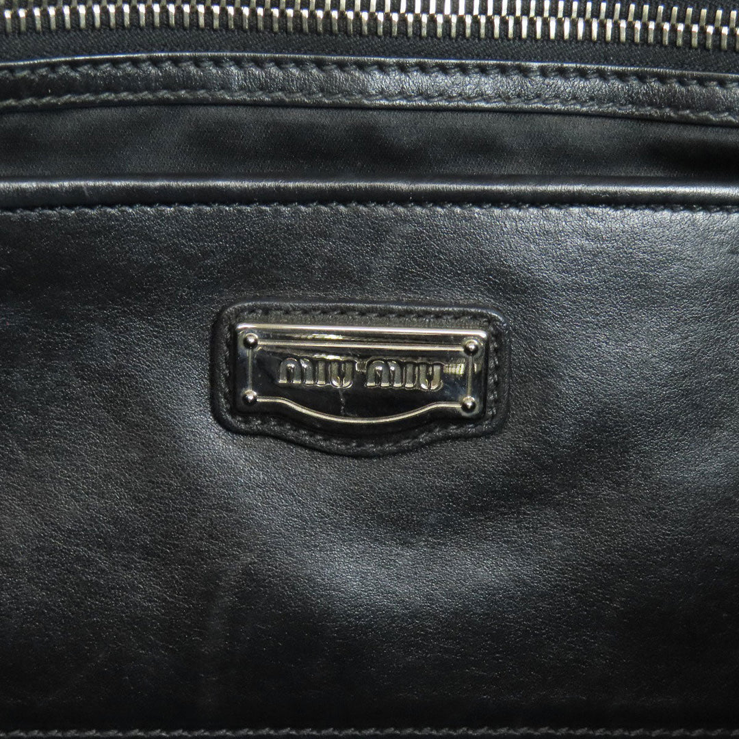 MIUMIU Tote Bag leather black logo studs