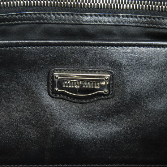 MIUMIU Tote Bag leather black logo studs