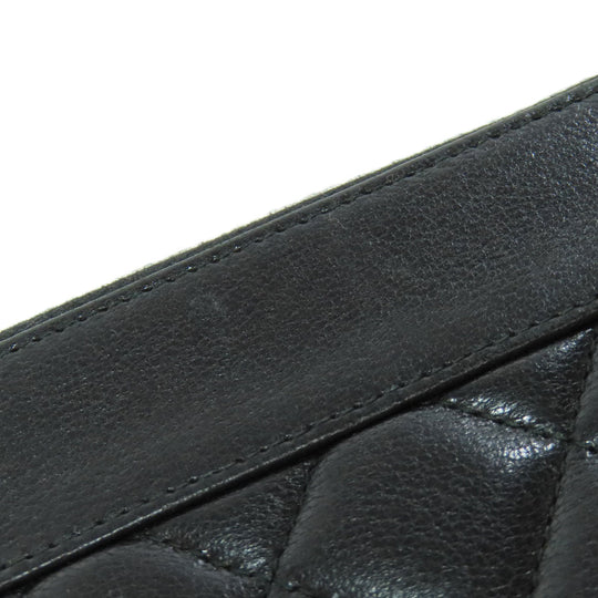 CHANEL Long Wallet Purse lambskin black Mademoiselle SilverMetal Women Used Authentic