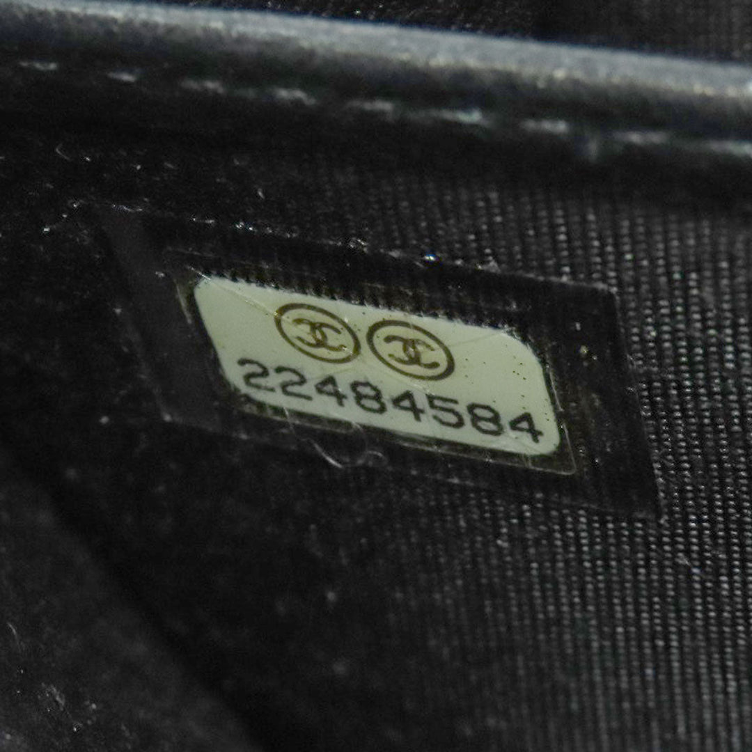 CHANEL Long Wallet Purse lambskin black Mademoiselle SilverMetal Women Used Authentic