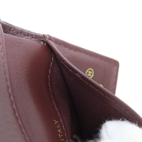 CHANEL Bifold Wallet Grained Calfskin Skin black Tri-fold Wallet Matelasse Gold Metal