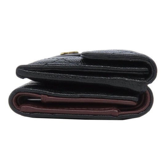 CHANEL Bifold Wallet Grained Calfskin Skin black Tri-fold Wallet Matelasse Gold Metal