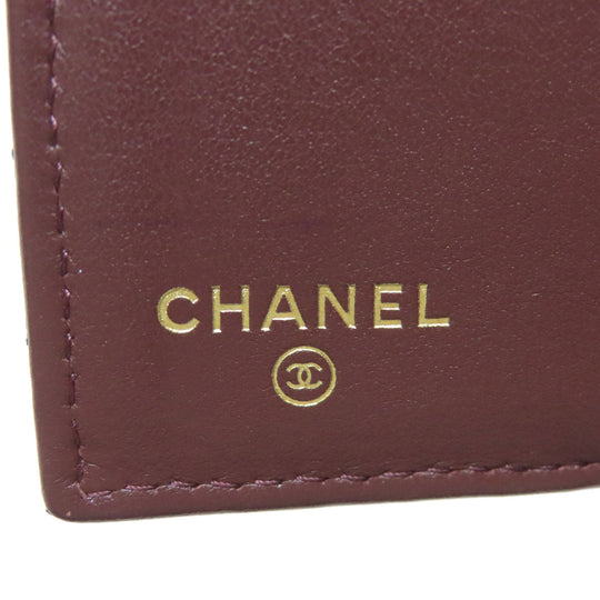 CHANEL Bifold Wallet Grained Calfskin Skin black Tri-fold Wallet Matelasse Gold Metal