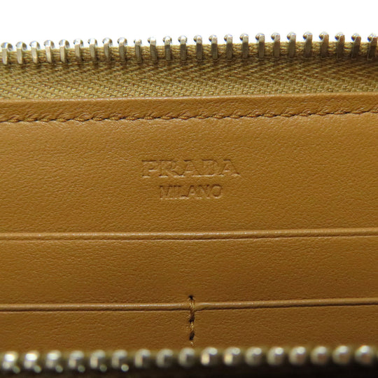 PRADA Long Wallet Purse 1M0506 Calfskin Brown Zip Around