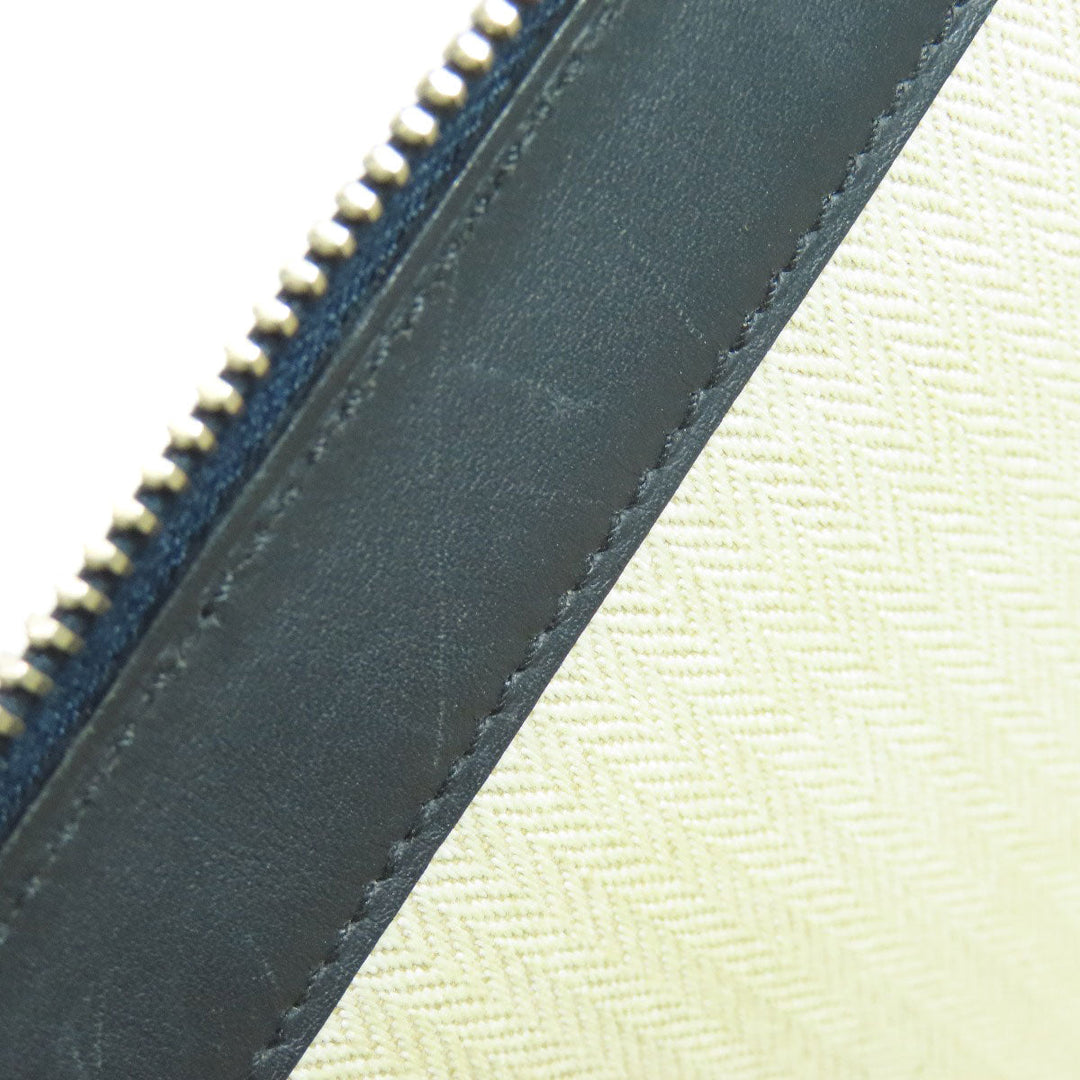 HERMES Clutch bag leather black stripe mens Used Authentic