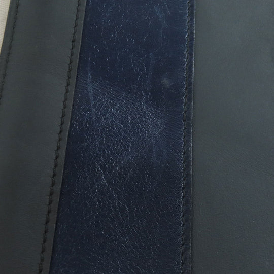 HERMES Clutch bag leather black stripe mens Used Authentic
