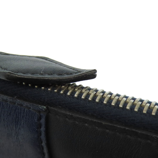 HERMES Clutch bag leather black stripe mens Used Authentic