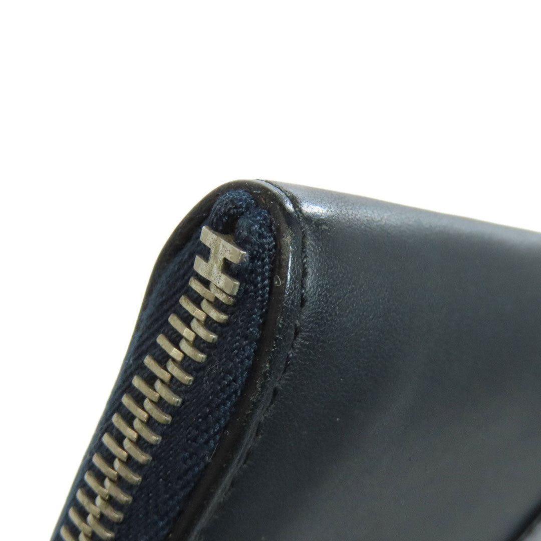 HERMES Clutch bag leather black stripe mens Used Authentic