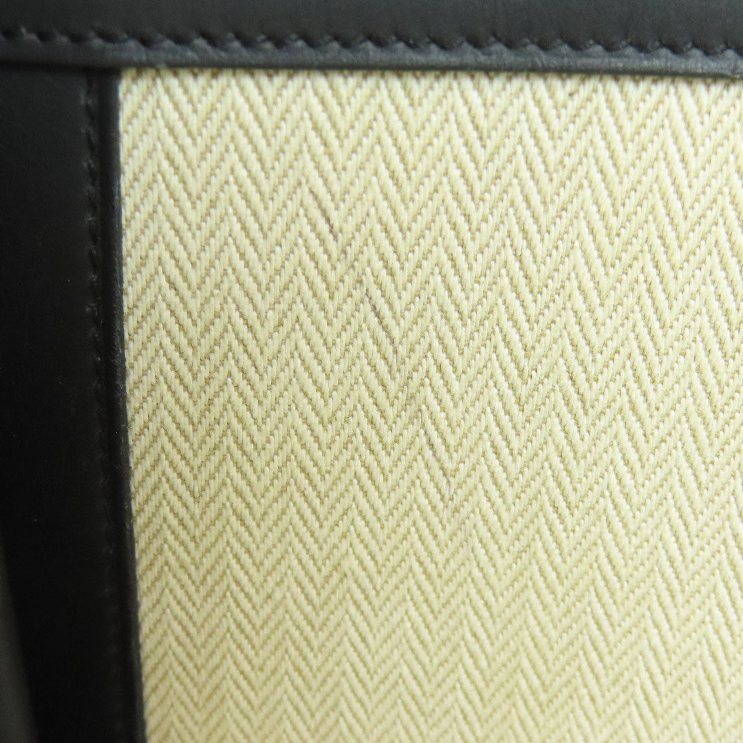 HERMES Clutch bag leather black stripe mens Used Authentic