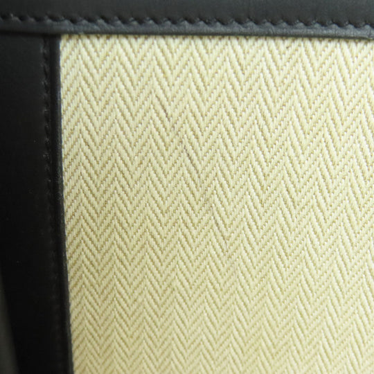 HERMES Clutch bag leather black stripe mens Used Authentic