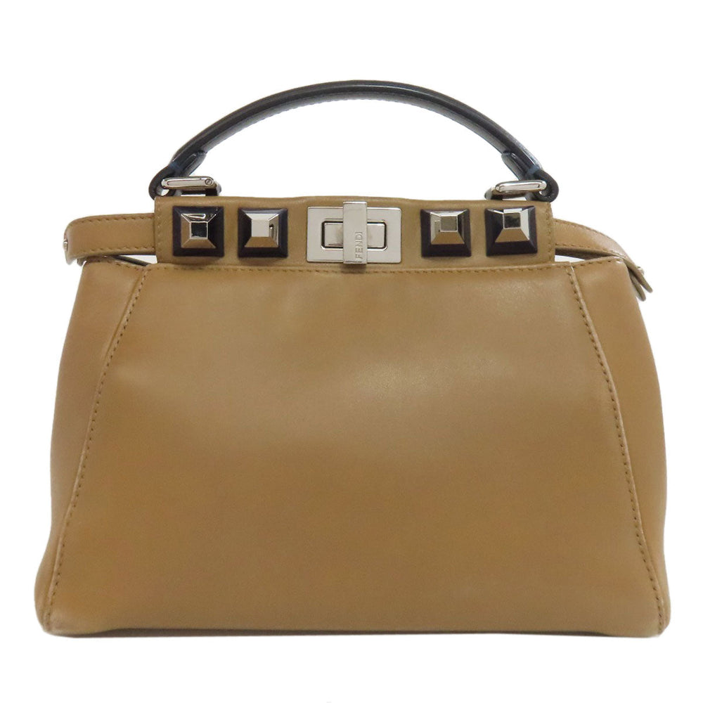 FENDI Handbag Calfskin Brown Peekaboo Mini 2WAY
