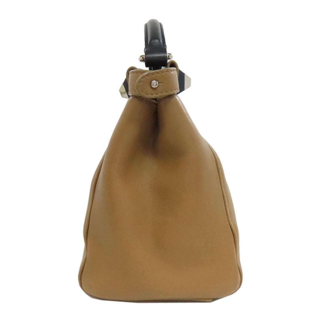 FENDI Handbag Calfskin Brown Peekaboo Mini 2WAY