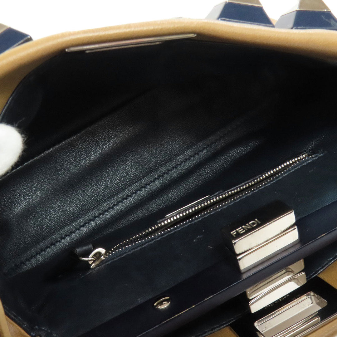 FENDI Handbag Calfskin Brown Peekaboo Mini 2WAY
