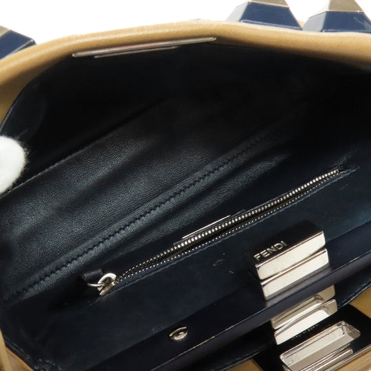 FENDI Handbag Calfskin Brown Peekaboo Mini 2WAY