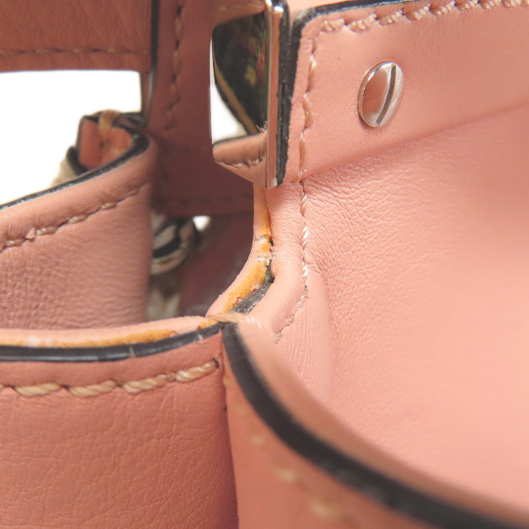 FENDI Handbag Calfskin pink Peekaboo ribbon stitch 2WAY Women Used Authentic