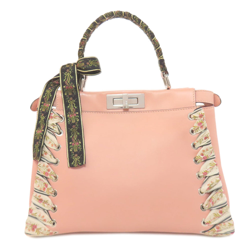 FENDI Handbag Calfskin pink Peekaboo ribbon stitch 2WAY Women Used Authentic