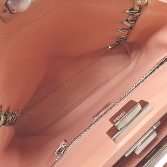 FENDI Handbag Calfskin pink Peekaboo ribbon stitch 2WAY Women Used Authentic