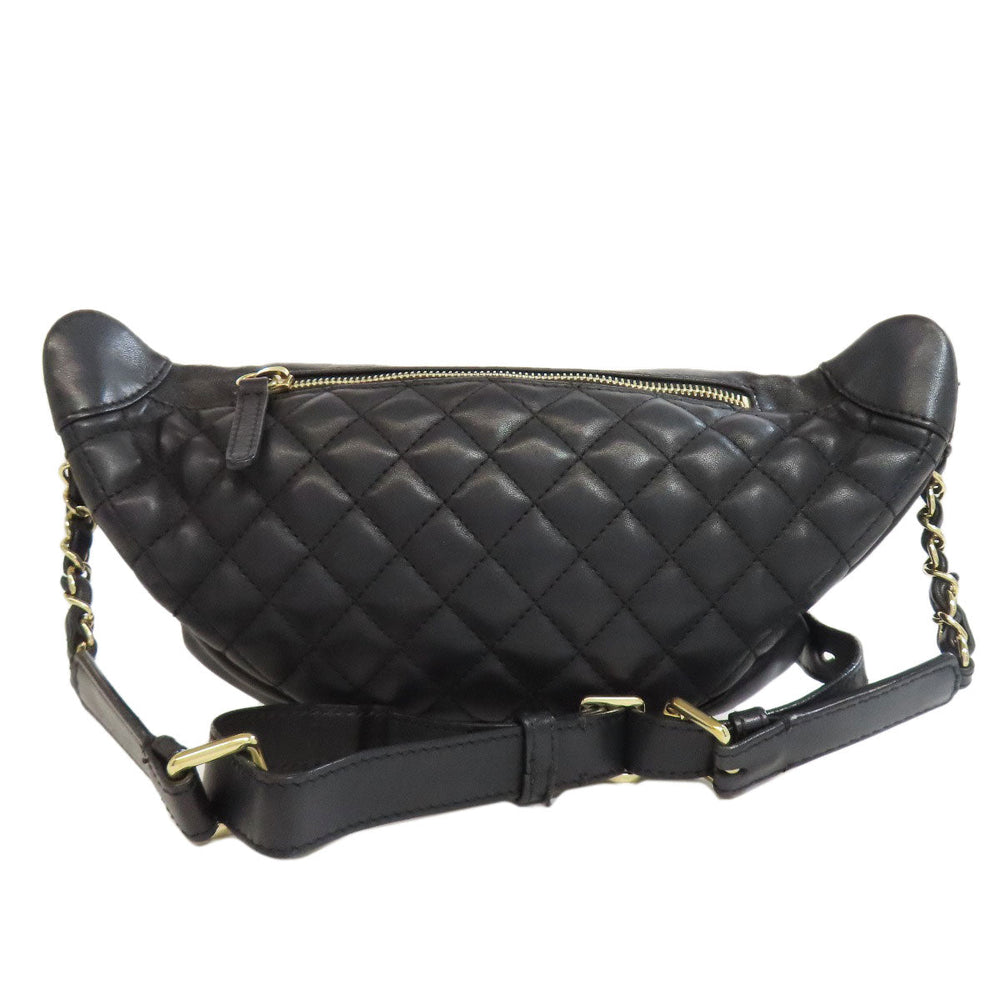 CHANEL Hip bag lambskin black COCO Mark Gold Metal