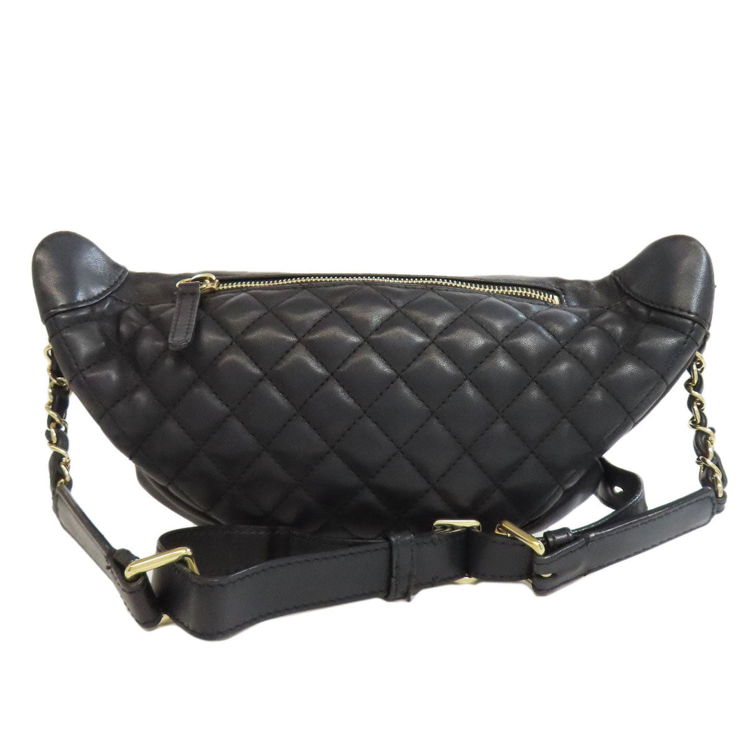 CHANEL Hip bag lambskin black COCO Mark Gold Metal