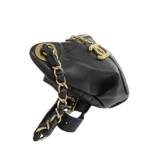 CHANEL Hip bag lambskin black COCO Mark Gold Metal