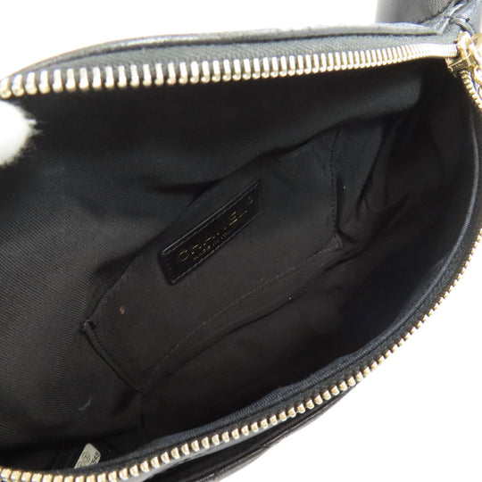 CHANEL Hip bag lambskin black COCO Mark Gold Metal