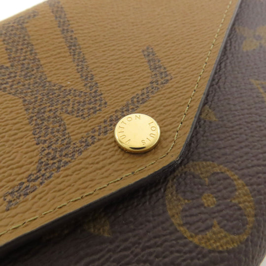 LOUIS VUITTON Long Wallet Purse M80726 Monogram Giant Brown Portefeuille Sara Women Used Authentic