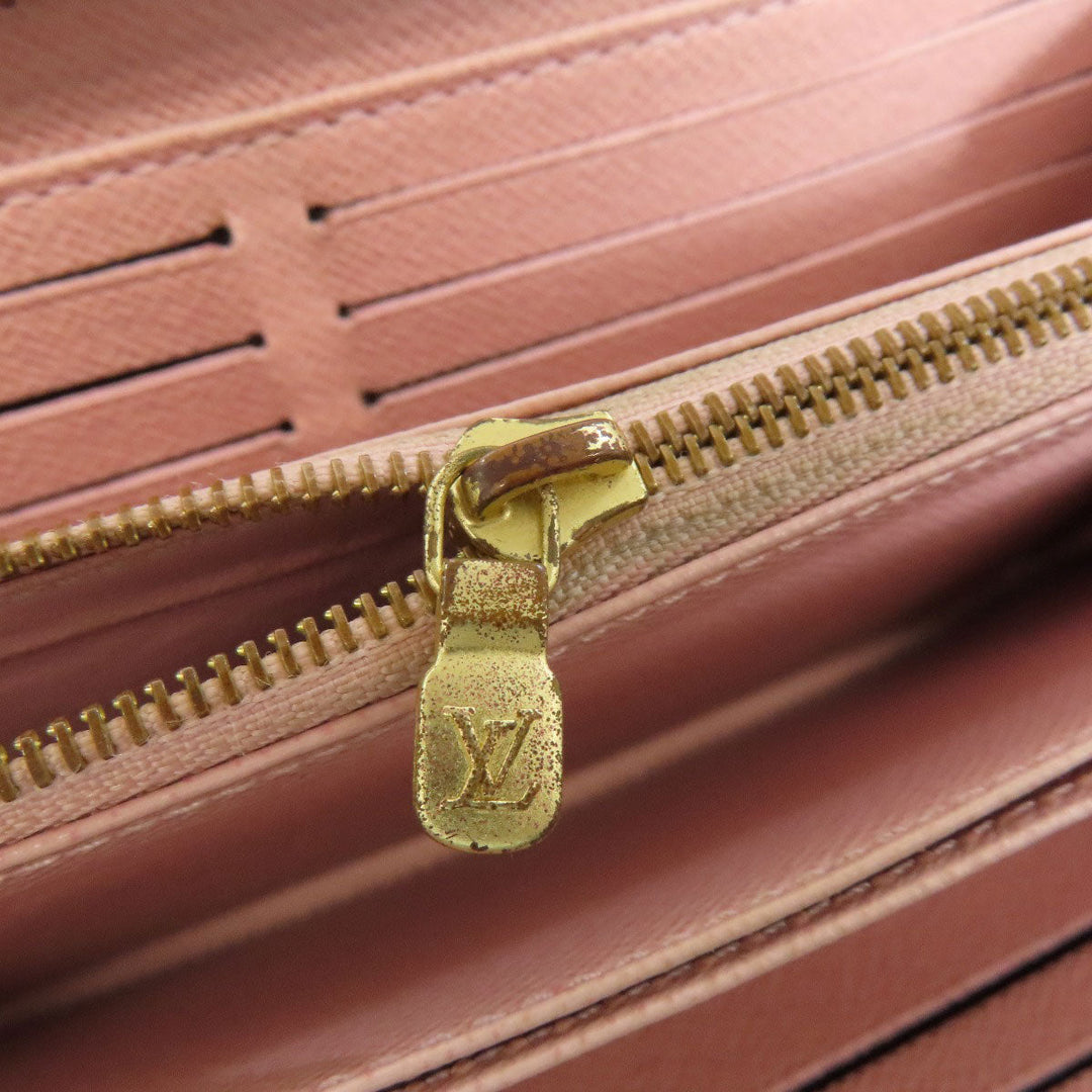LOUIS VUITTON Long Wallet Purse N60046 Damier canvas Brown Zippy wallet Women Used Authentic