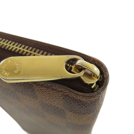 LOUIS VUITTON Long Wallet Purse N60046 Damier canvas Brown Zippy wallet Women Used Authentic