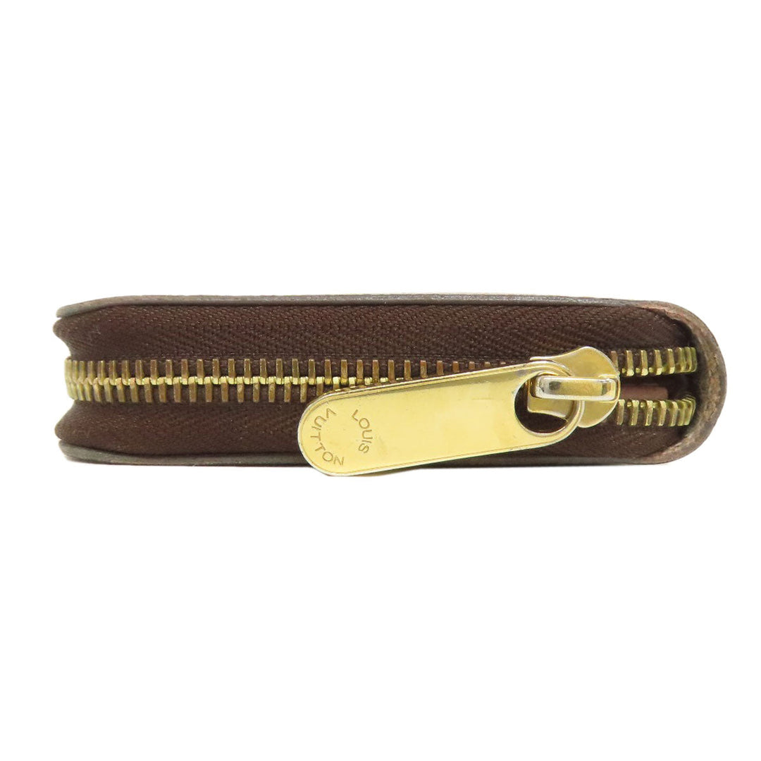LOUIS VUITTON Long Wallet Purse N60046 Damier canvas Brown Zippy wallet Women Used Authentic